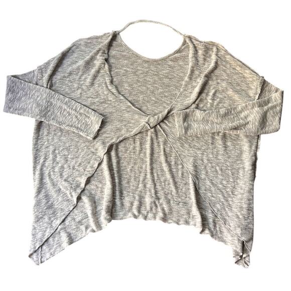 n/p Open Back Long Sleeve Lightweight Gray & White Top One Size - Picture 3 of 8